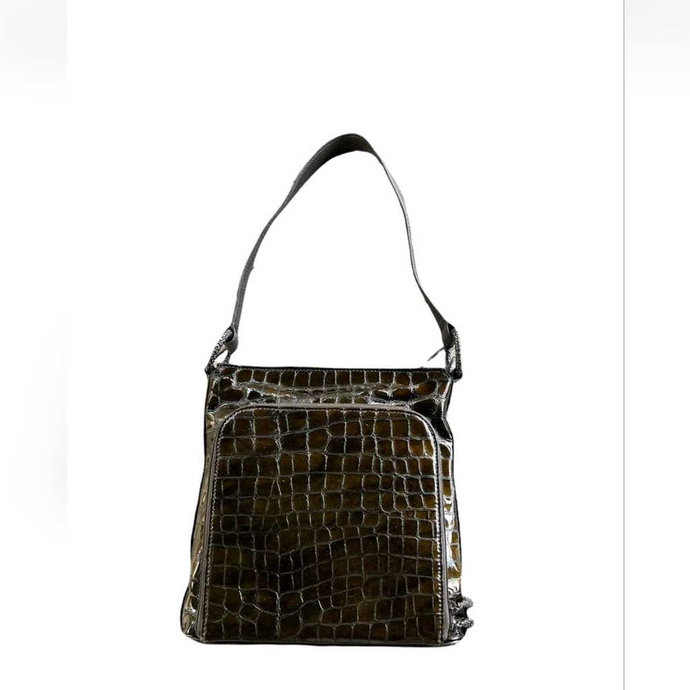 Brighton Crocodile Pattern Shoulder Bag in Brown